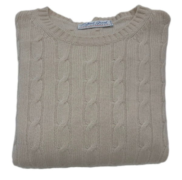 RICHARD GRAND~ Cashmere cable crew neck sweater