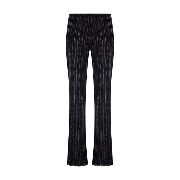 Polkadot Black Windsor Pointelle LONG PANT Hi Rise w Black Cluny