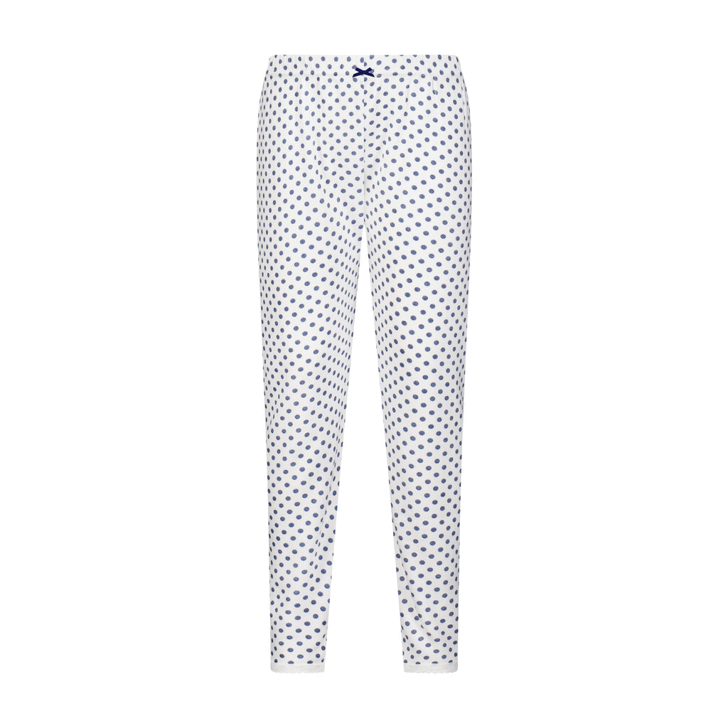 Polkadot Girls Set V Neck Long Sleeve & Pant - Navy Dot Print