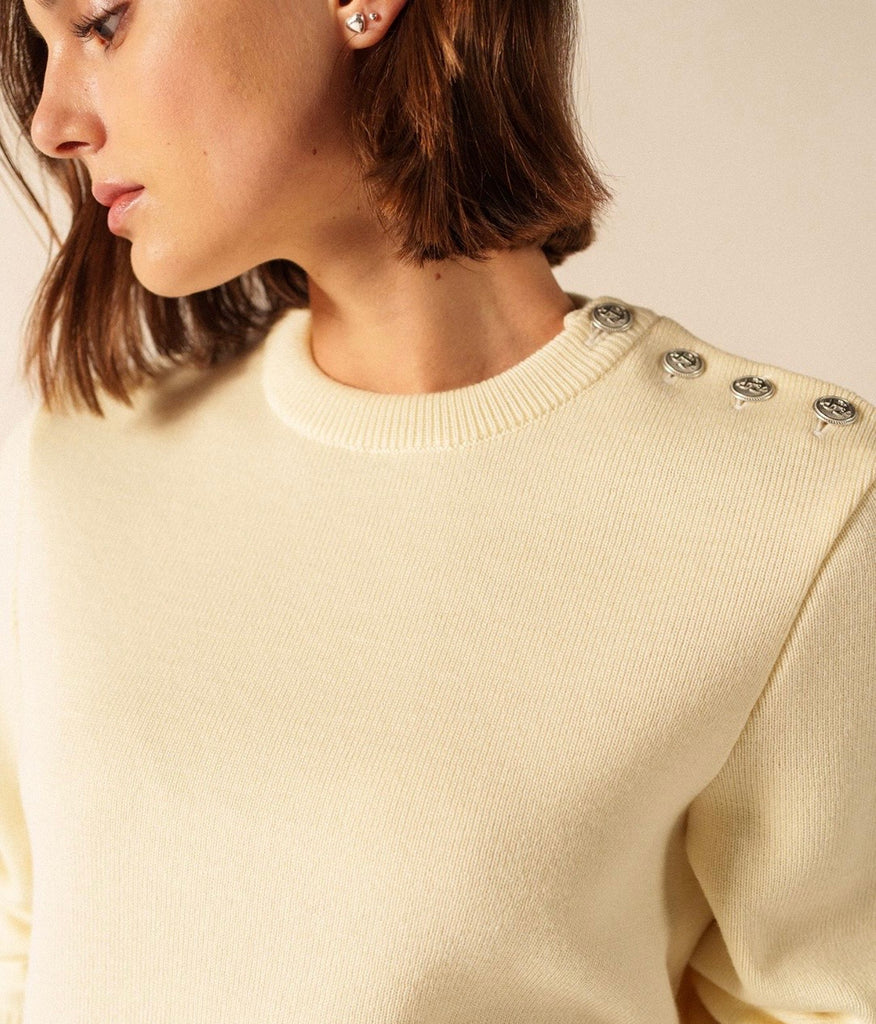 SAINT JAMES~Cancale solid knit sweater w silver buttons 4422