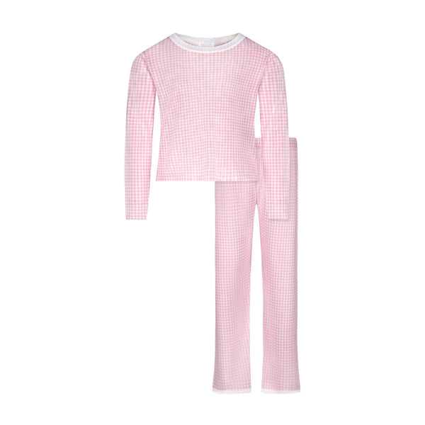Polkadot GIRLS RACHEL SET Slouchy Top & Wide Leg Pant - Pink Gingham Print