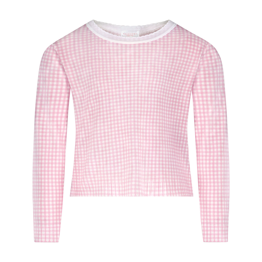 Polkadot GIRLS RACHEL SET Slouchy Top & Wide Leg Pant - Pink Gingham Print