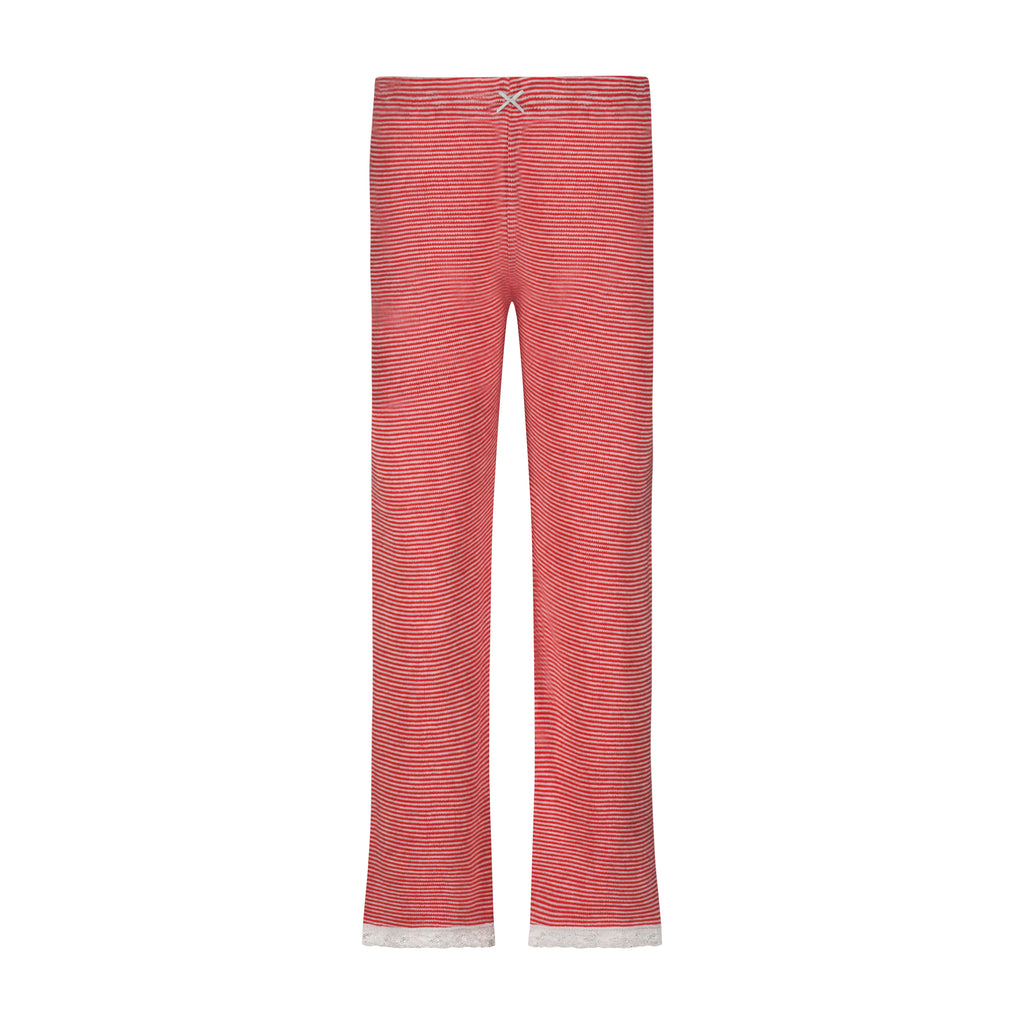Girls Rach Slouchy Long Sleeve Tee & Wide Leg Pant Set - Red & Grey Mini Stripe