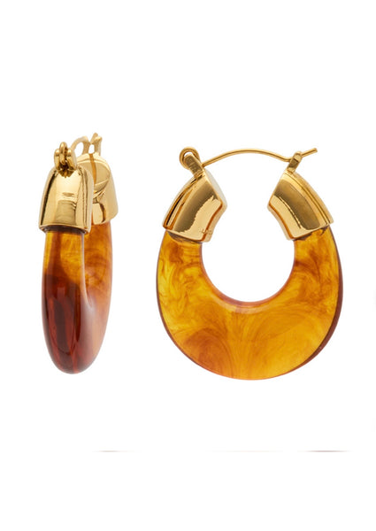 LUCAS JACK~ hoop resin earring with gold plate posts E33