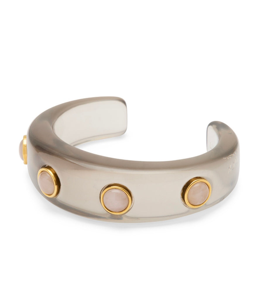 LUCAS JACK~ Cuff bracelet  of resin with 5 round stones B149