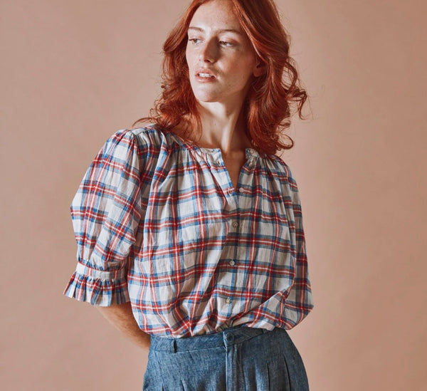 EMILE ET IDA~ Donatella luberon plaid cotton blouse