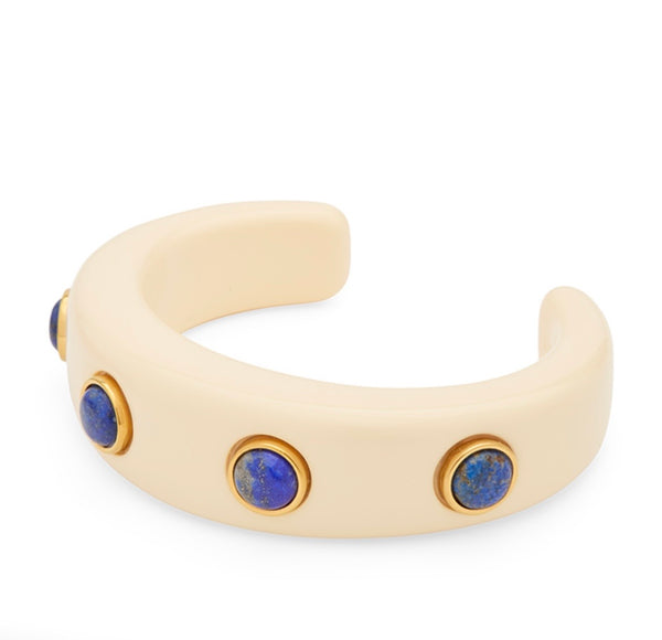 LUCAS JACK~ Cuff bracelet  of resin with 5 round stones B149