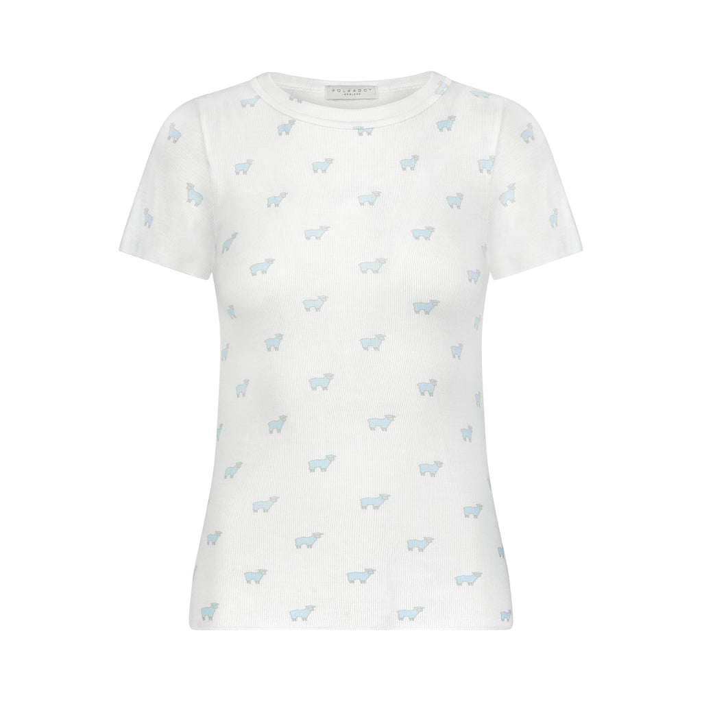 Polkadot SET Blue Sheep Rebecca Tee & Blue Sailor Stripe Short Mid Rise