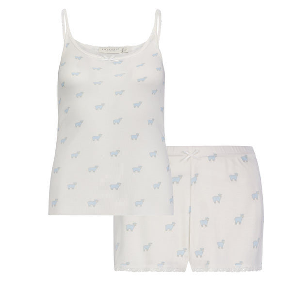 Polkadot SET Scoop Cami & Short Mid Rise - Blue Sheep Print