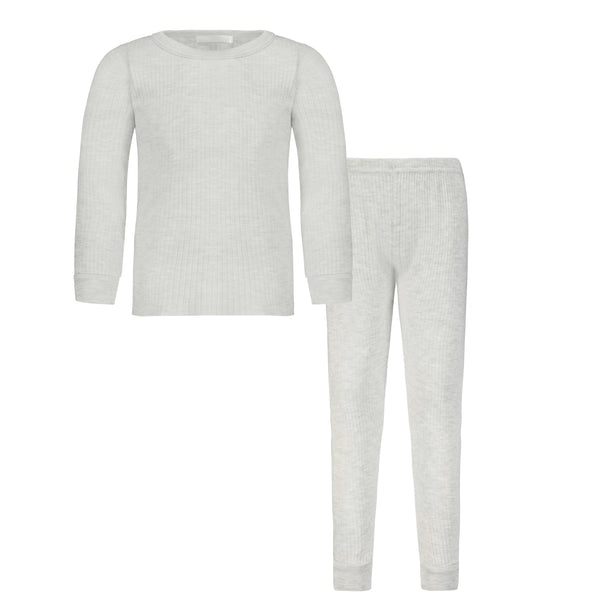 Boys Henry Classic Long Sleeve Tee & Jack Cuffed Pant Set - Heather Grey Rib Knit
