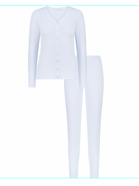 Polkadot JANE SLOUCHY RIB PJ SET - PALE BLUE