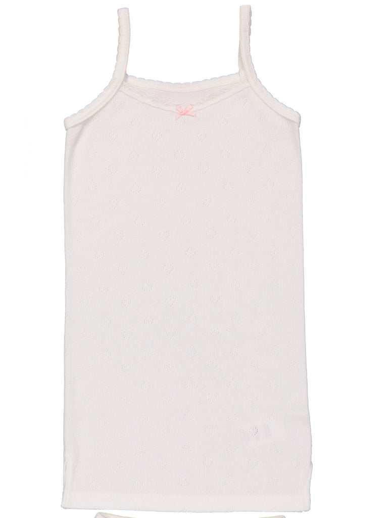 Polkadot GIRLS CAMISOLE Pearl White Vintage Hearts w Lace -Restocked