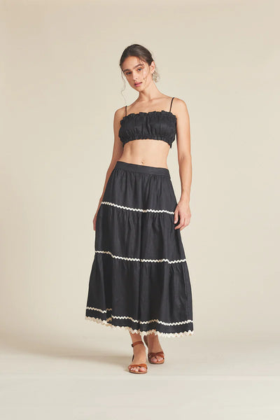 TROVATA~ Makena linen skirt with Ric Rac