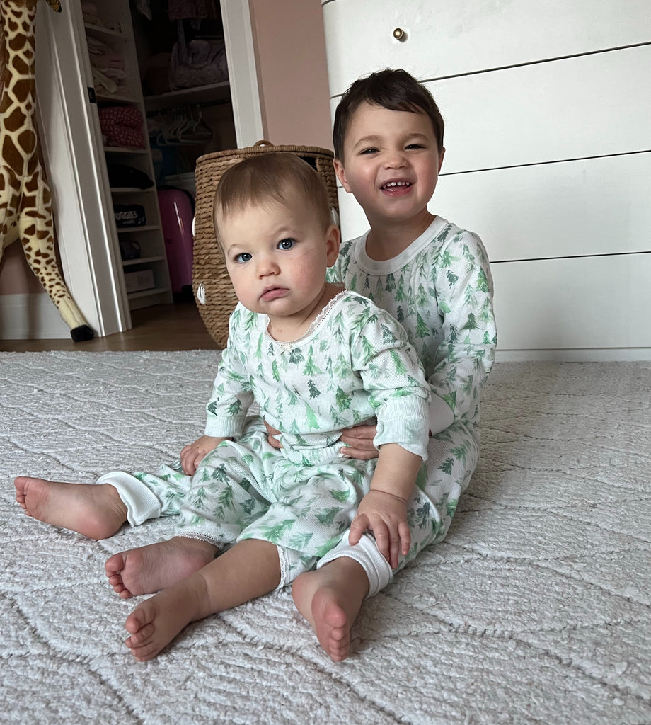 Polkadot BOYS & BABY SET Crew LS & Pant - Fir Tree Print