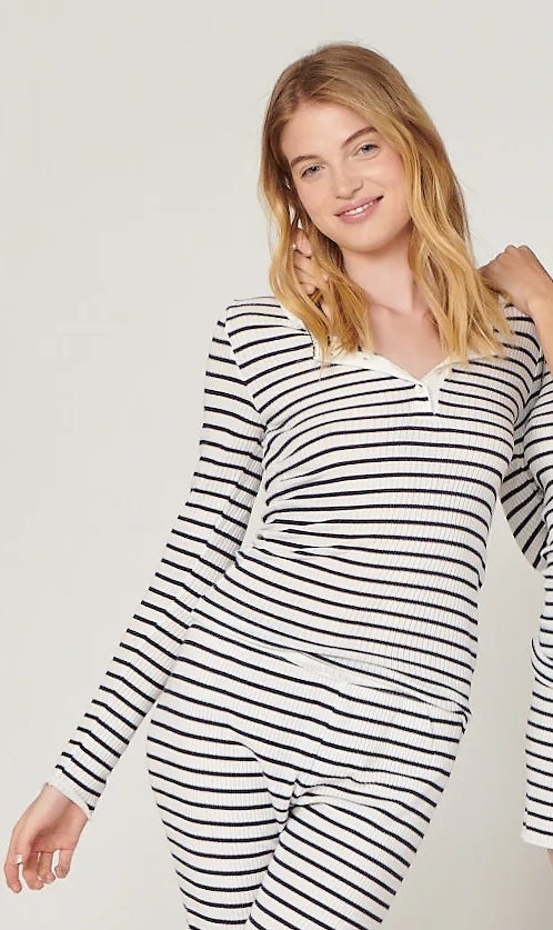 Polkadot SET Henley Long Sleeve & Jogger - Breton Rib Stripe