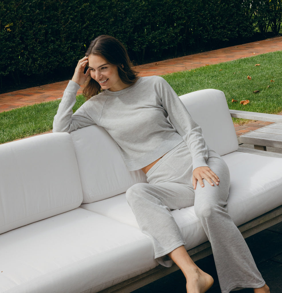 Polkadot LONG PANT - Waffle Heather Grey