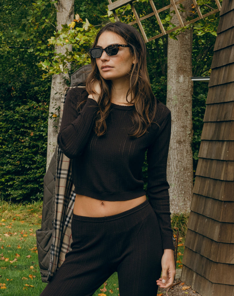 Polkadot NELL CROP SLOUCHY - Brown Windsor Pointelle