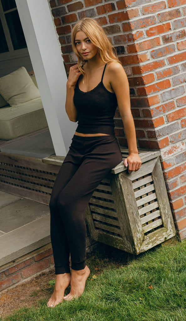 Polkadot PATTI CAMI - Brown Hearts Pointelle