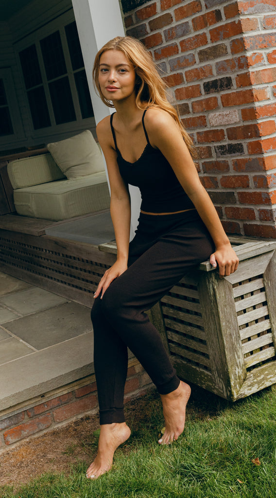 Polkadot JOGGER - Brown Hearts Pointelle