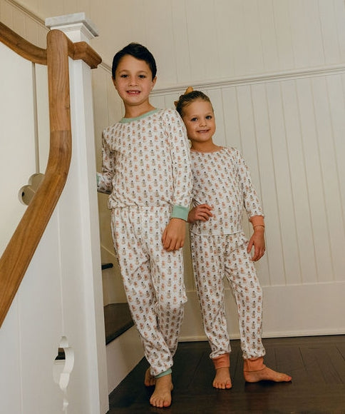 Polkadot BOYS & BABY SET Crew LS & Pant - Vintage Snowman