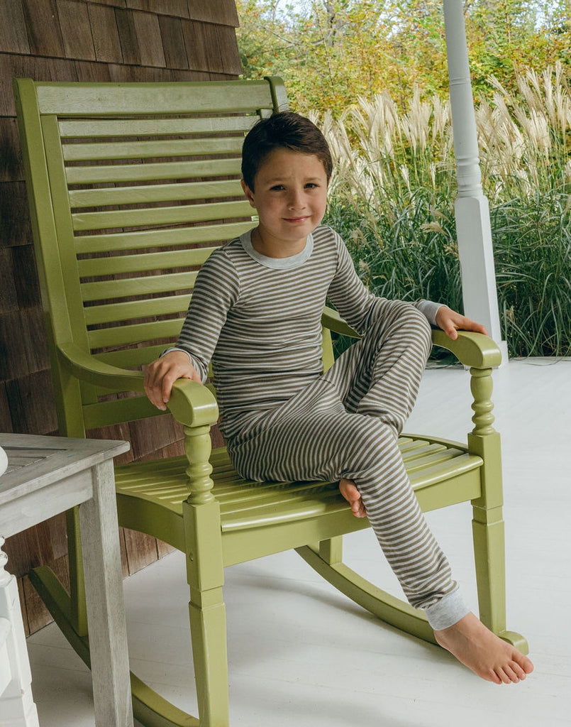 Polkadot BOYS & BABY SET Crew LS & Pant - Loden/Heather Grey Sailor Stripe