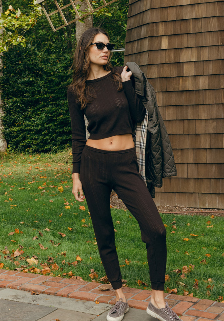 Polkadot NELL CROP SLOUCHY - Brown Windsor Pointelle