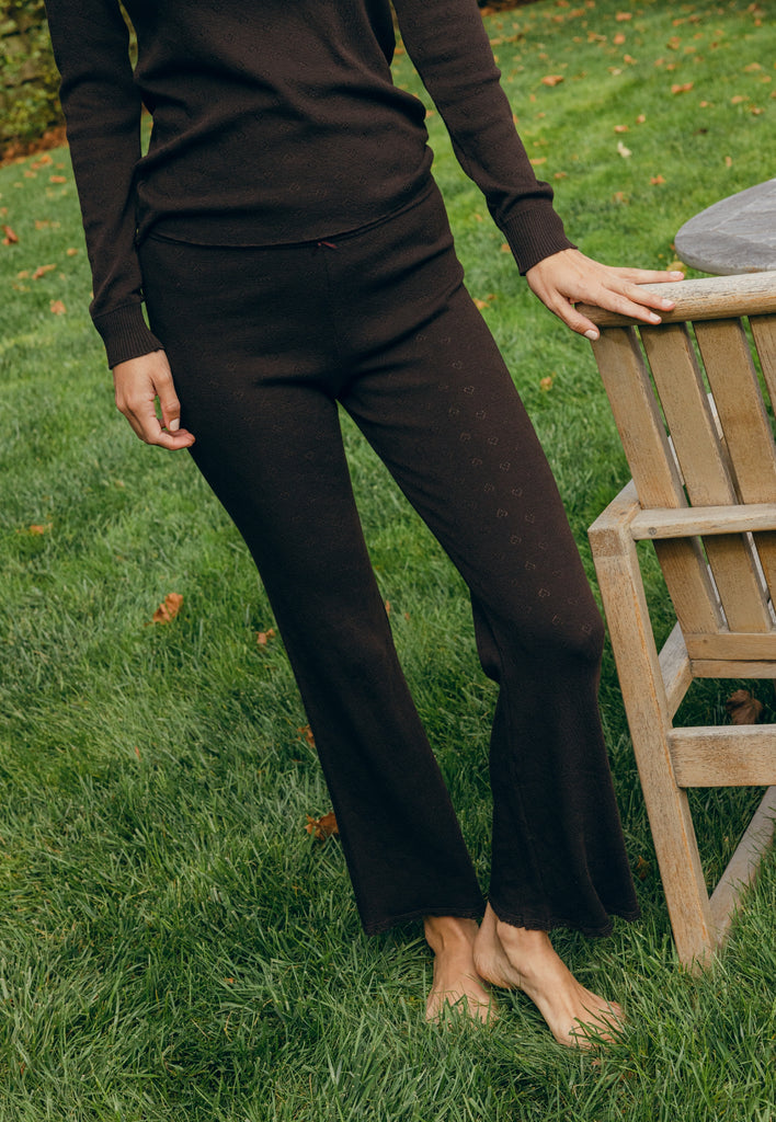 Polkadot LONG PANT - Brown Hearts Pointelle