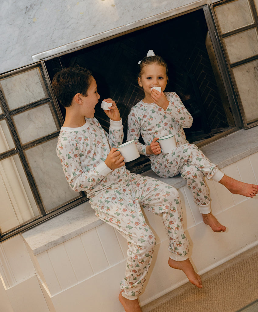 Polkadot GIRLS SET Crew LS & Pant - Rustic Deer Print