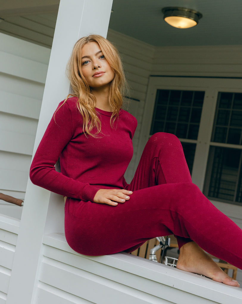 Polkadot JOGGER - Mulberry Hearts Pointelle