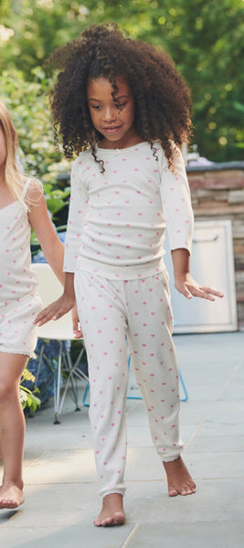 Girls & Baby Vivi Classic Long Sleeve Tee & Nina Pant Set - Pink Hearts Print