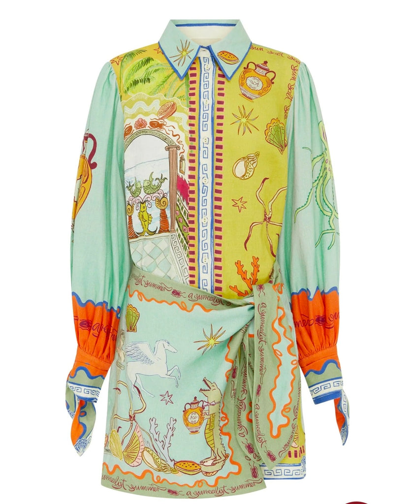 ALEMAIS~ Surrealist summer mini shirt dress