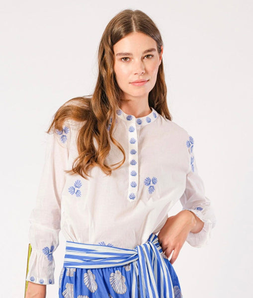 NIMO WITH LOVE~Broom embroidered shell blouse