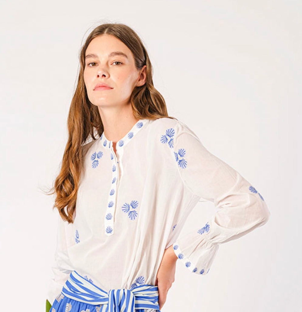 NIMO WITH LOVE~Broom embroidered shell blouse