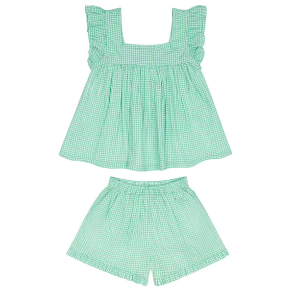 MINNOW~2 pc girls Gustavia gingham ruffle top and short