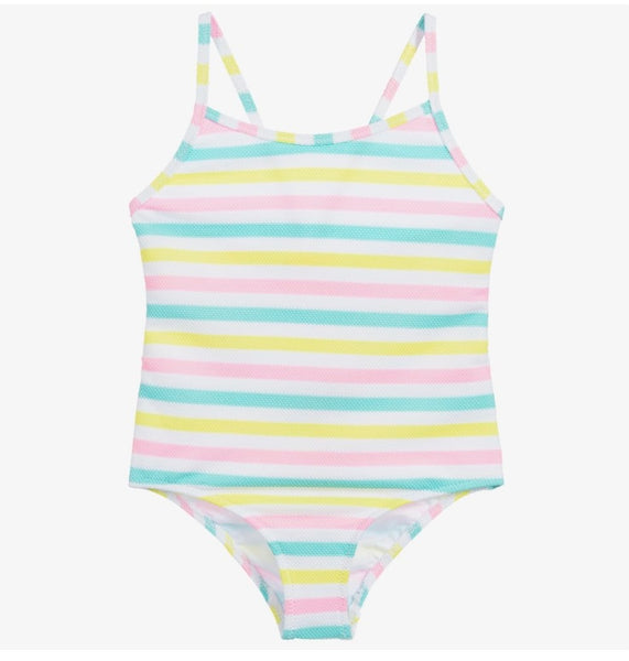 SUNUVA~ 1 pc multi stripe strappy swimsuit