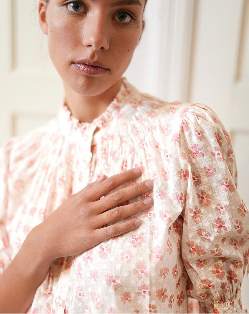 NIMO WITH LOVE~ Bergamont cotton pansy print blouse