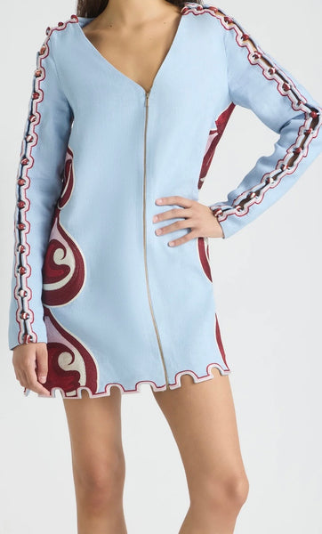 ANTIPODEON~ Slim sleeve twin rivers mini dress