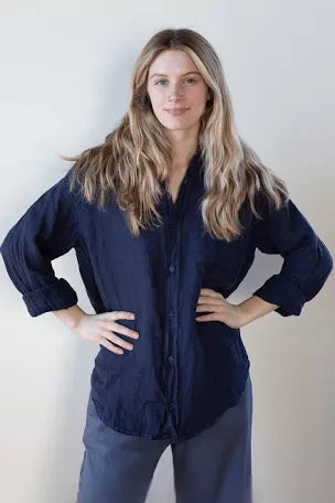 CP SHADES~ Romy navy linen blouse