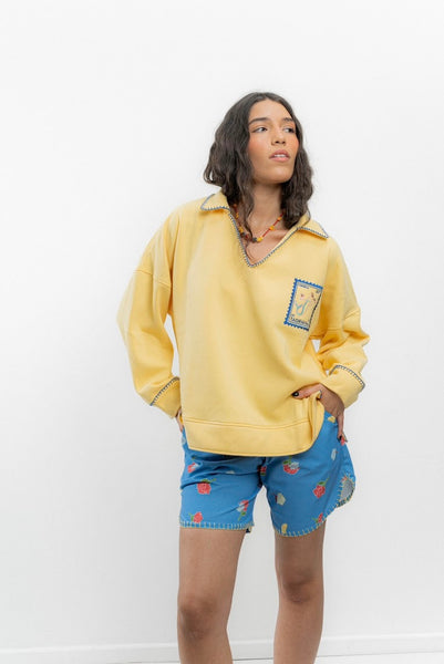 COPPELIA~ Taormina yellow embroidered swearshirt