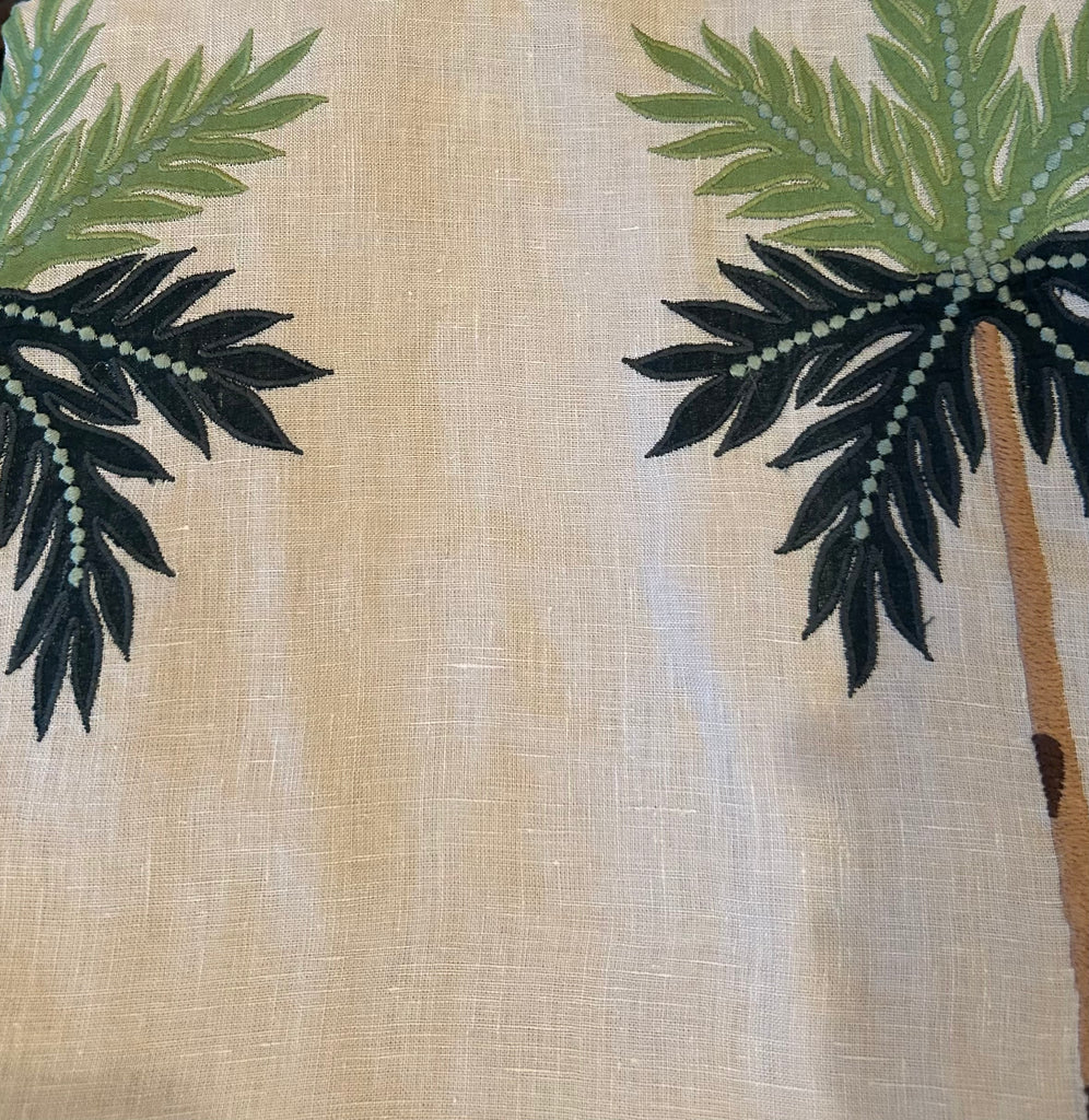 BENARAS~ Khaki w palm tree embroidery kaftan 24872