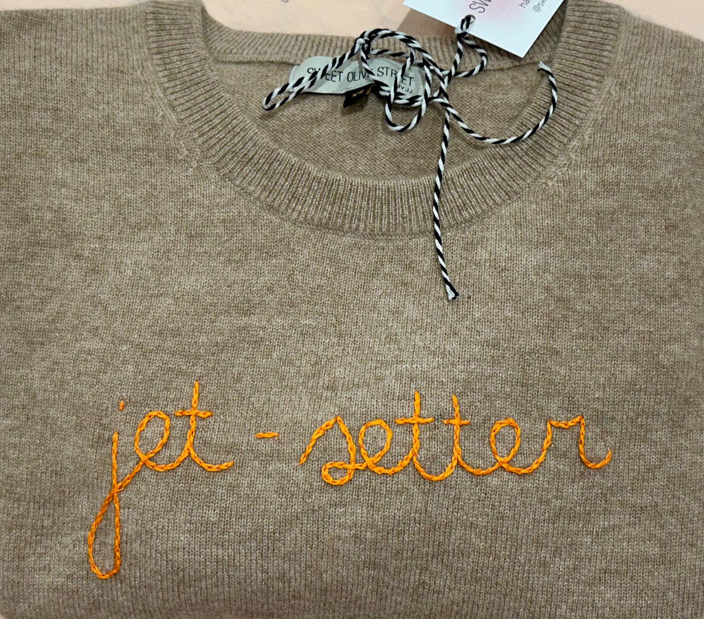 SWEET OLIVE STREET~Camel cashmere sweater “Jet Setter”