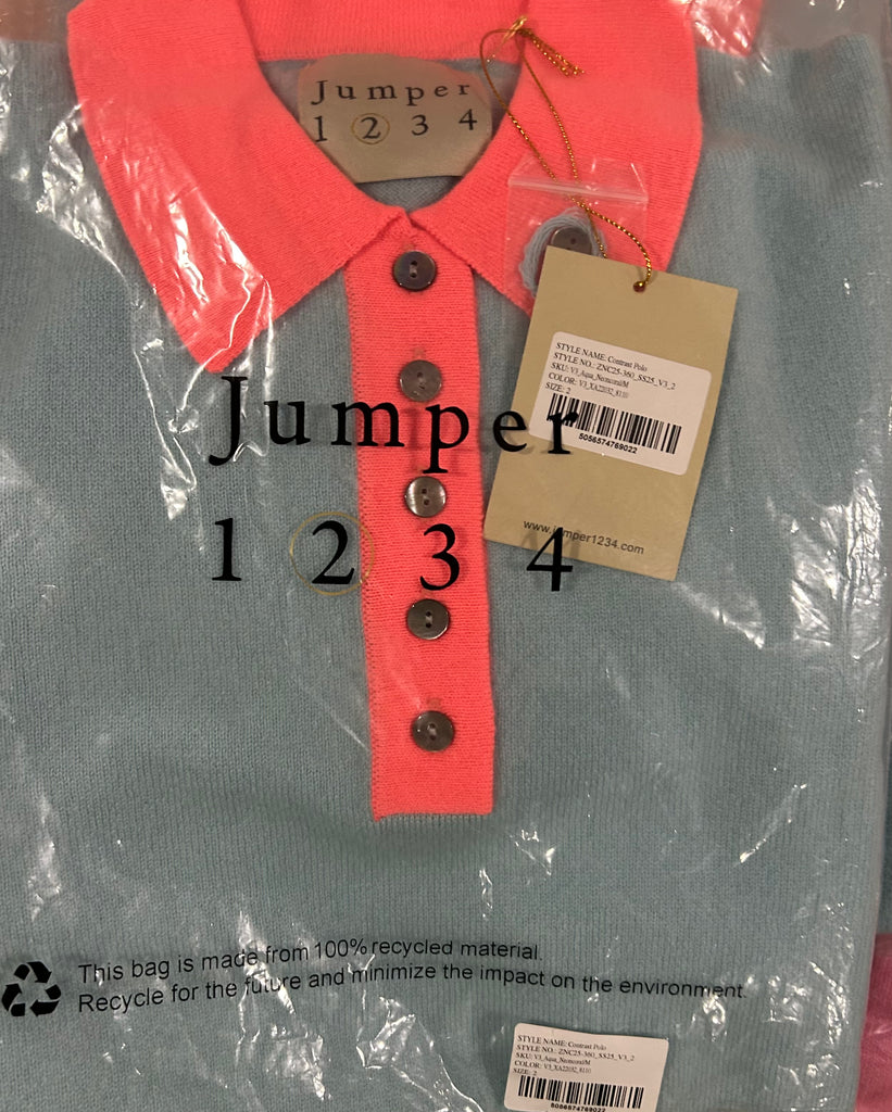 JUMPER 1234~ Contrast cashmere polo