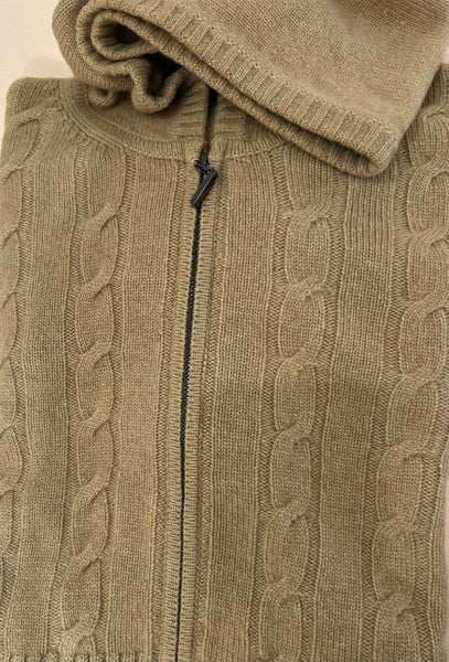 MORAY~ Cable cropped hooded boxy cardigan