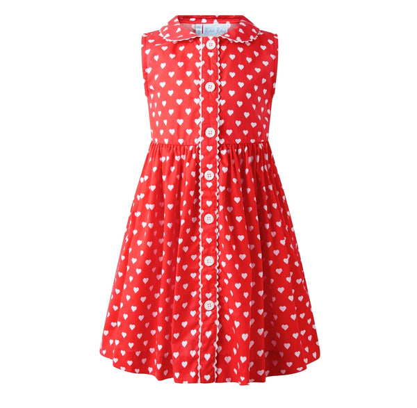 RACHEL RILEY~ Button front heart print sleeveless dress