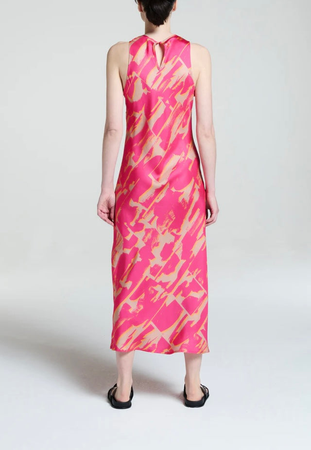 ASCENO~ Valentina dress in pink brush stroke