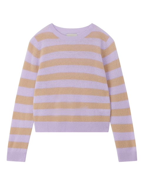 JUMPER 1234~ Wide stripe cashmere crewneck sweater