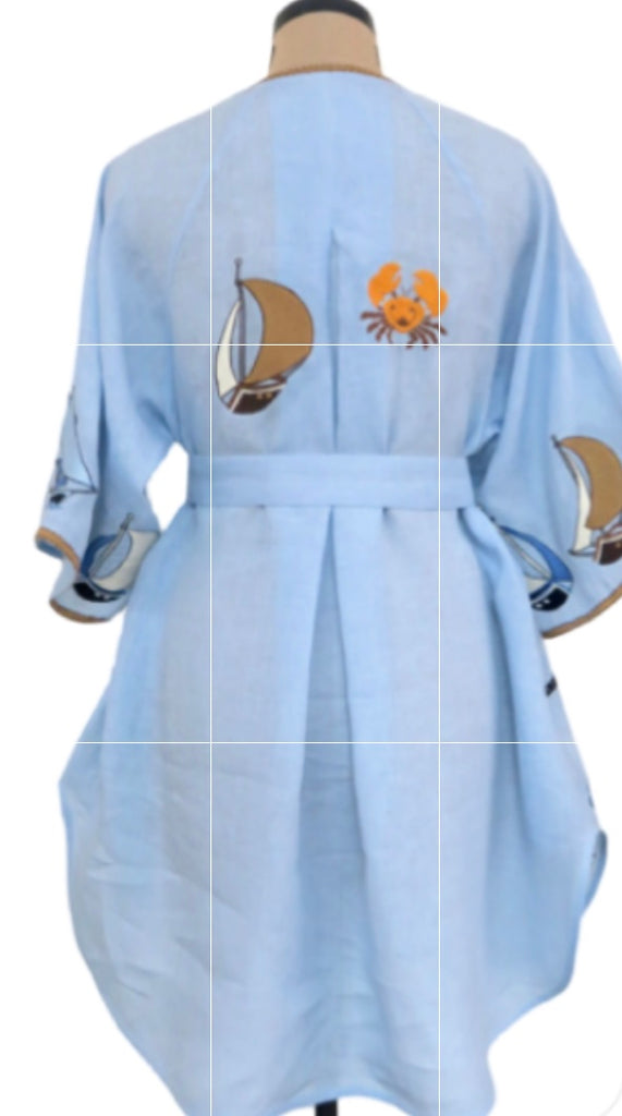 BENARAS~ Shell light blue embroidery #24159