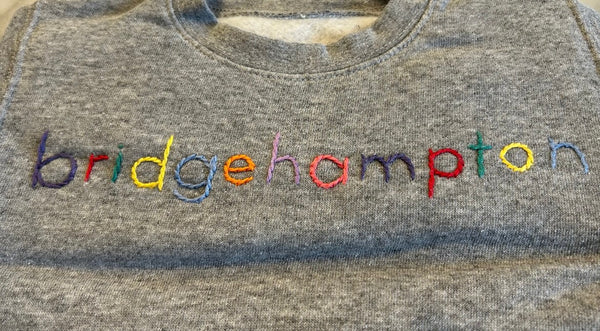 SWEET OLIVE STREET~ Adult crewneck embroidered Bridgehampton