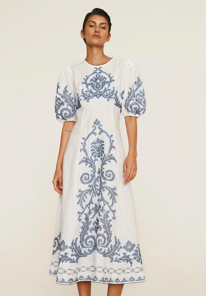 ALEMAIS~ Hazel embroidered midi dress