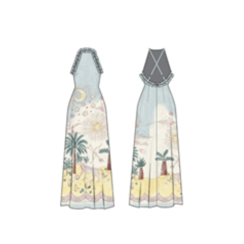 ROAME~ Cyma maxi dress tropical print